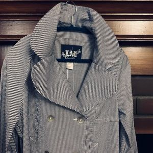 Live a Little Blue Seersucker Jacket sz L